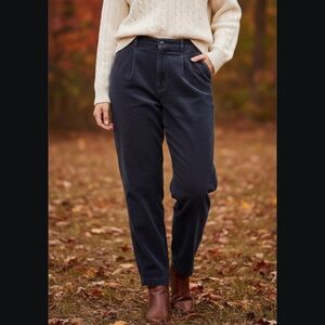 LL Bean Womens Navy Blue Corduroy Pants High Waist‎ Size 14 Preppy Old Money Y2K